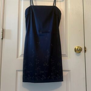 Evening dress - gorgeous shade of blue, with delicate sparkle flowers on bottom